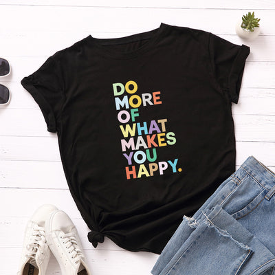 Camiseta Suelta de Cuello Redondo con Letras para Mujer