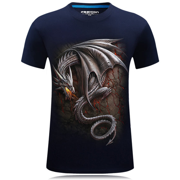 Playera Oversized Dragón Asiático - Cuello Redondo Manga Corta Talla Grande