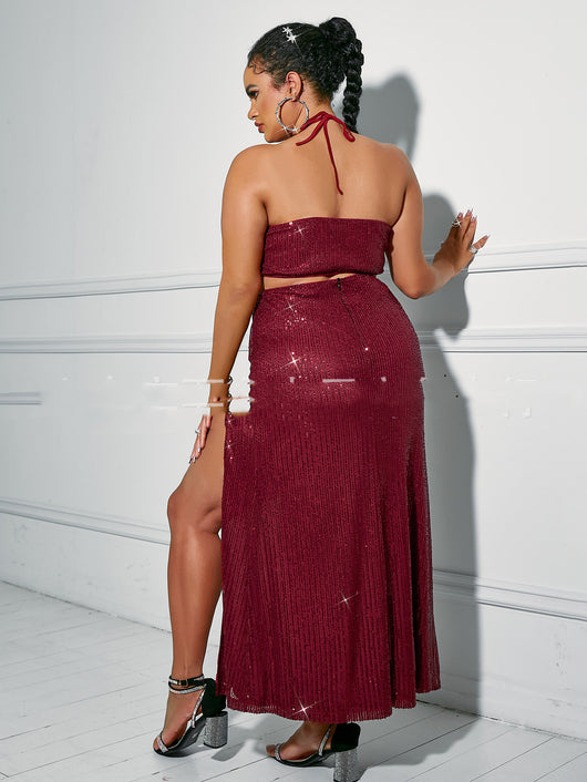 Vestido Rojo Ajustado con Cintura Alta y Envolvente de Pecho - Image 4