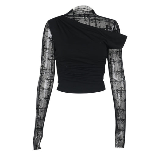 Blusa Ajustada de Encaje con Detalles Calados y Manga Larga - Image 3