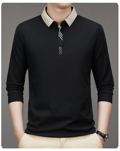 Polo Ejecutivo Otoño Hombre - Camisa Básica Cuello Solapa Color Sólido - Image 14