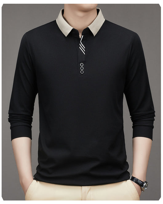 Polo Ejecutivo Otoño Hombre - Camisa Básica Cuello Solapa Color Sólido - Image 14