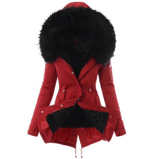 Abrigo de Algodón Cálido con Cuello de Piel y Cordón Ajustable - Image 25
