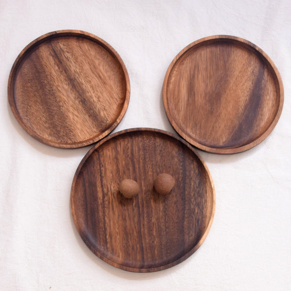 Plato Redondo de Madera Natural