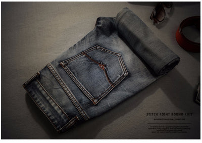 Pantalones Vaqueros Clásicos Gris Claro Efecto Desgastado Retro - Image 8
