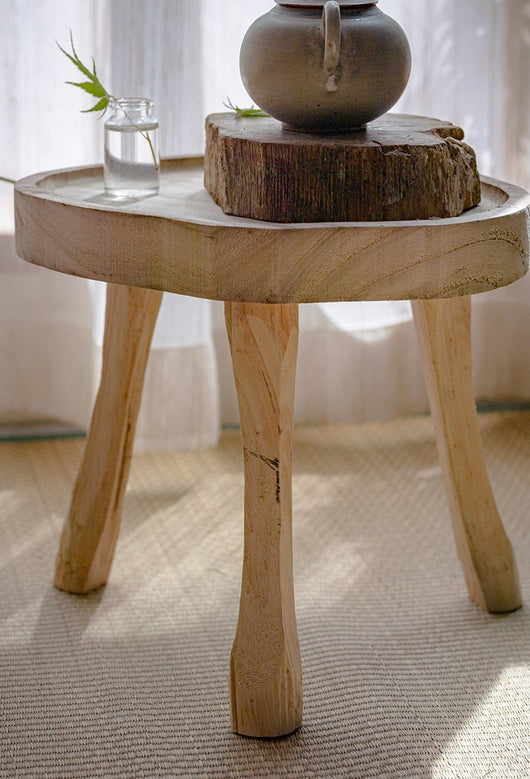 Taburete Bajo Retro de Madera Maciza con Almacenamiento - Image 14