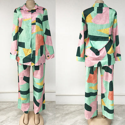 Conjunto Suelto de Blusa Estampada y Pantalón para Mujer - Image 3