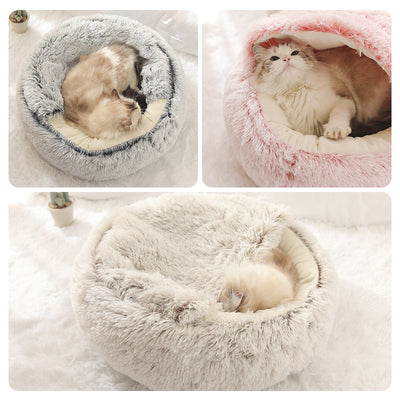 Cama Térmica de Felpa para Gatos - Nido Redondo Envolvente