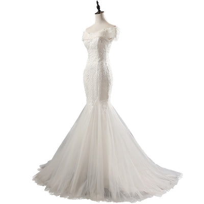 Vestido de Novia Asimétrico Cola Sirena con Hombro Descubierto - Image 6