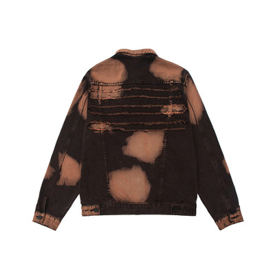 Chaqueta Denim Tie Dye con Estampado de Letras - Diseño Oversize Europeo - Image 2