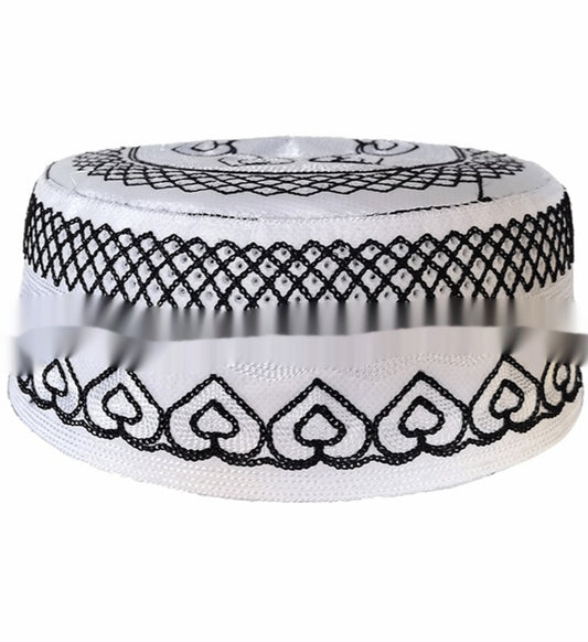 Gorro Islámico Bordado para Hombre - Diseño a Rayas Elegante