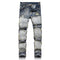Jeans Slim Fit Azul Retro con Parches para Hombre