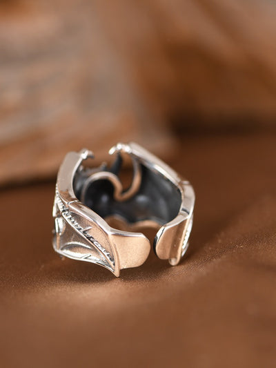 Anillo Abierto Calavera Murciélago en Plata S925 - Estilo Retro Personalizado - Image 10