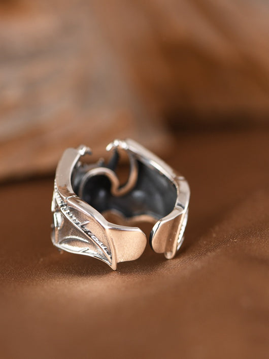 Anillo Abierto Calavera Murciélago en Plata S925 - Estilo Retro Personalizado - Image 10
