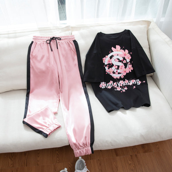 Conjunto Deportivo Casual para Mujer - Blusa Manga Corta y Pantalón Suelto