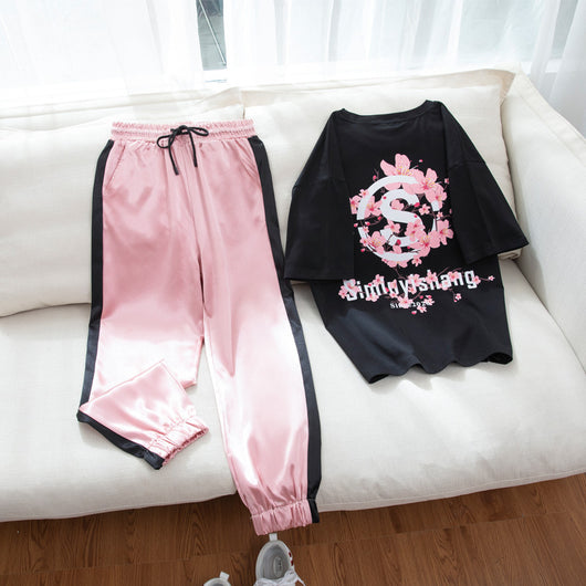 Conjunto Deportivo Casual para Mujer - Blusa Manga Corta y Pantalón Suelto