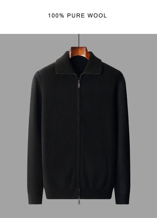 Cardigan de Lana Pura con Cierre para Hombre - Abrigo Solapa Otoño Invierno - Image 16