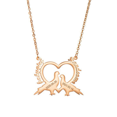 Collar de Pareja en Acero Inoxidable Europeo - Diseño Personalizado de Aves del Amor - Image 3