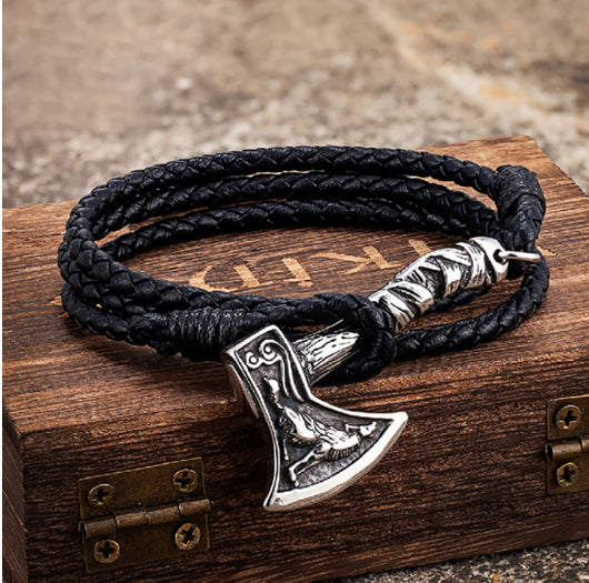 Pulsera de Cuero Trenzado Doble con Acero Inoxidable - Estilo Vintage para Hombre - Image 10