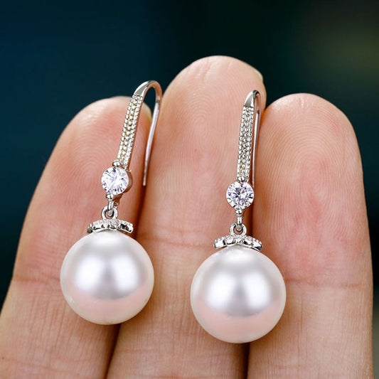 Aretes de Perla con Baño de Cobre Blanco - Diseño Coreano Femenino