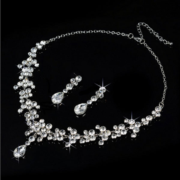 Conjunto de Collar y Aretes de Diamante para Novia - Joyería Nupcial Coreana