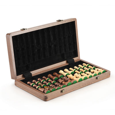 Tablero de Ajedrez y Damas de Madera de Nogal Plegable para Niños - Image 8