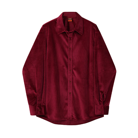 Camisa Velvet Cálida Manga Larga Hombre - Estilo Coreano Versátil