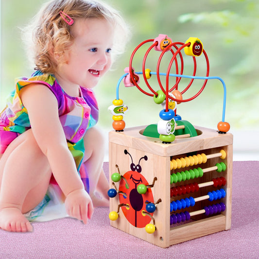 Puzzle de Escarabajo de Madera con Cuentas Grandes para Niños