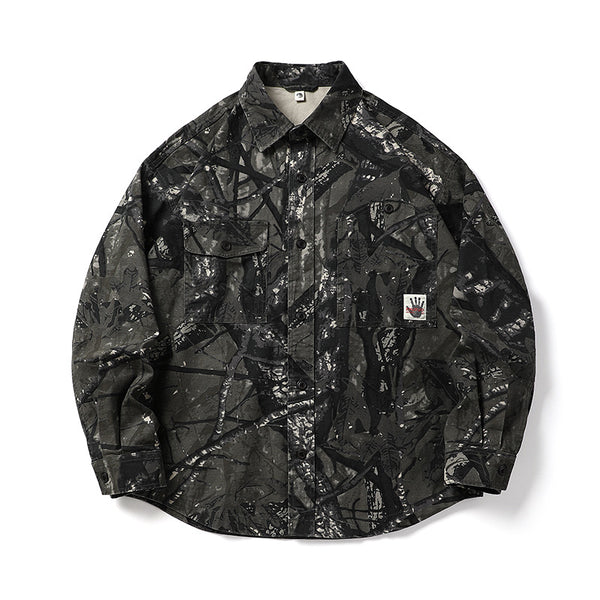 Camisa de Camuflaje Holgada de Manga Larga para Hombre - Image 4