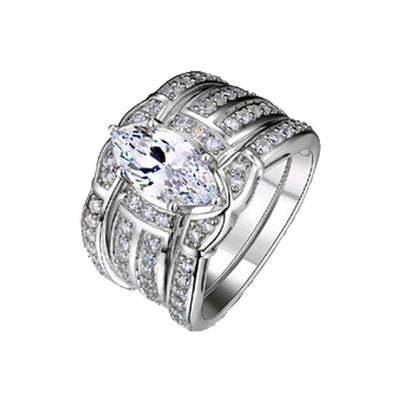 Anillo de Compromiso para Parejas con Circonio - Diseño Europeo y Americano
