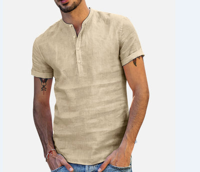 Camisa de Manga Corta en Algodón y Lino para Hombre - Image 11
