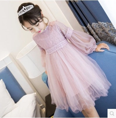 Vestido Princesa Niña Manga Larga Otoño - Encaje Elegante - Image 5