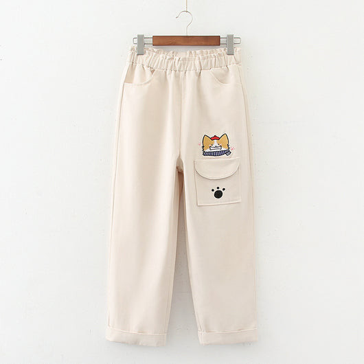 Pantalones Rectos Infantiles con Bordados Divertidos para Primavera - Image 9