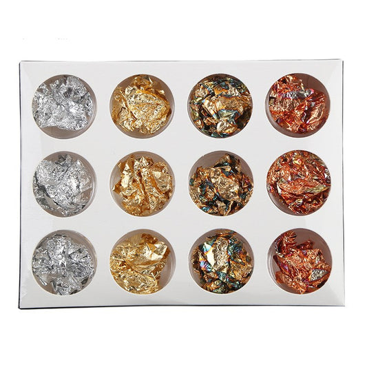 Set de Uñas con Papel Dorado Foil de Colores - Image 2