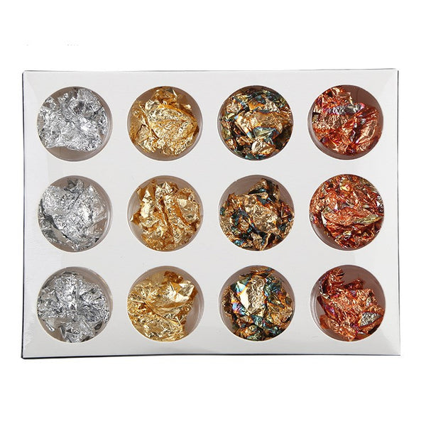 Set de Uñas con Papel Dorado Foil de Colores