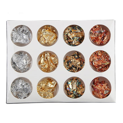 Set de Uñas con Papel Dorado Foil de Colores - Image 2