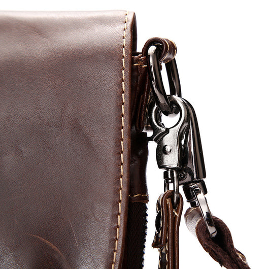 Bolsa Bandolera de Cuero Encerado para Hombre - Estilo Diagonal Primera Capa - Image 4