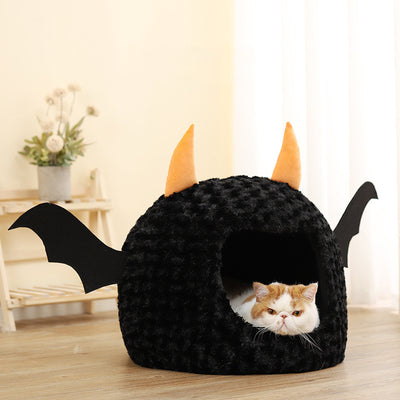 Nido Acogedor para Mascotas Diablillo Halloween - Felpa Cerrada y Cálida - Image 10