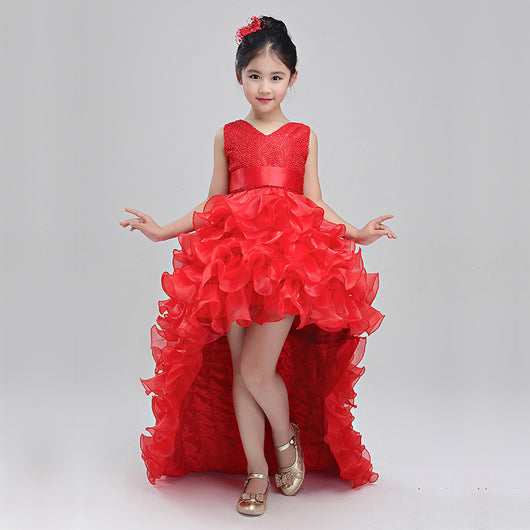 Vestido de Princesa para Niña - Dama de Honor con Cola Elegante - Image 3