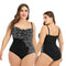Traje de Baño Estampado Patchwork Negro