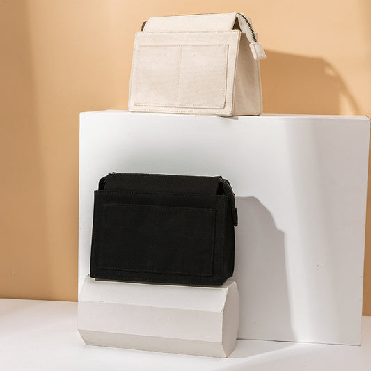 Neceser de Lona Blanca Estilo Coreano - Bolsa Cosmética de Algodón Versátil - Image 2