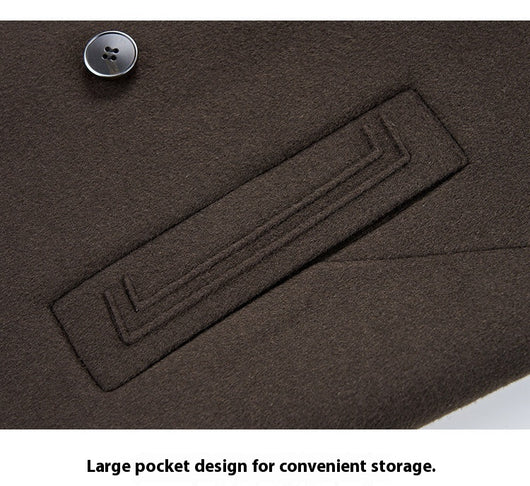 Abrigo de Lana Reversible para Hombre - Cuello de Traje Medio Largo - Image 18