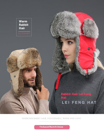 Gorro Térmico Unisex de Piel de Conejo con Protección Auditiva para Clima Frío - Image 27