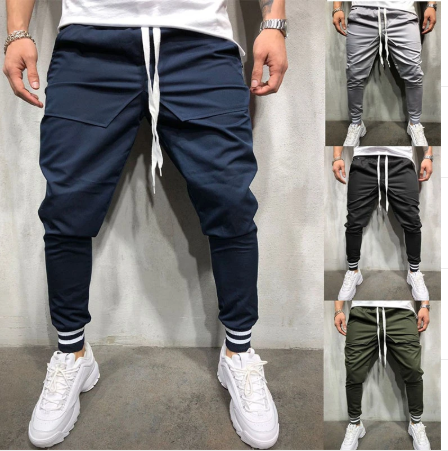 Men's Cotton Casual Spliced Design Pants