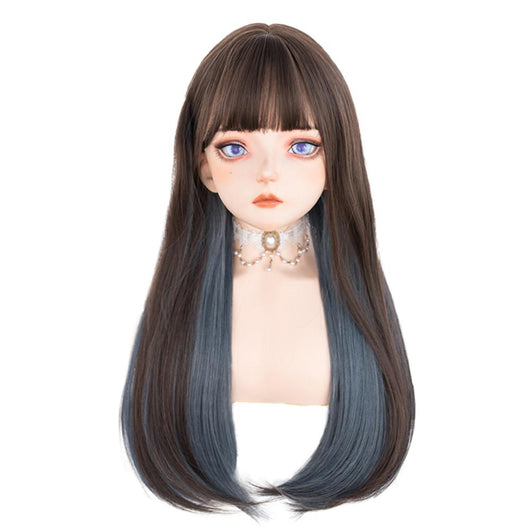 Peluca Larga Lisa para Mujer - Estilo Influencer con Flequillo Integrado - Image 7