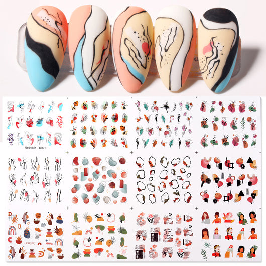 Calcomanías de Arte para Uñas con Diseños de Hojas y Caracteres - Image 11
