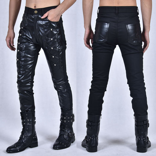 Pantalones de Cuero Ajustados con Cierre para Hombre - Otoño e Invierno - Image 14