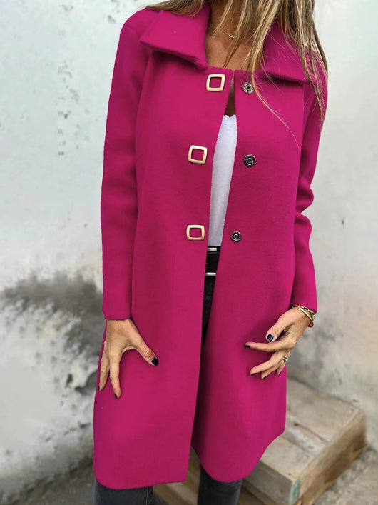 Abrigo de Lana para Mujer de Largo Medio con Diseño Cruzado Simple - Image 7