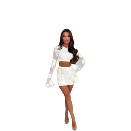 Conjunto Falda y Blusa Floreada Espalda Descubierta para Mujer - Image 5