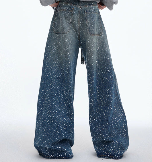 Jeans Retro Lavado con Cintas y Strass Brillantes - Image 4